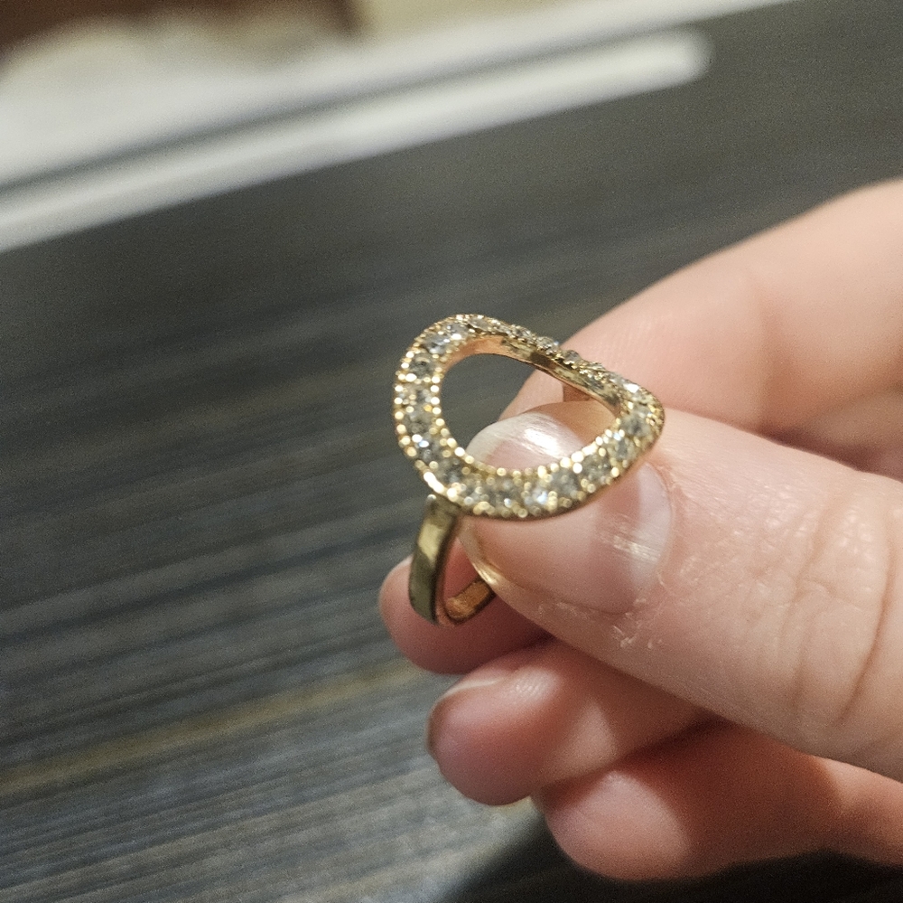 Gold and Crystal Circle Statement Ring size 7 - Picture 5 of 5